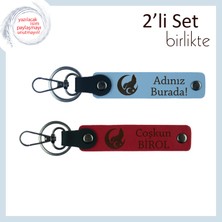 Miaju Aile Üyelerine Özel – Bozkurt ve Ayyıldız Temalı, Isimli 2’li Anahtarlık Takımı, Gök Mavi-Kırmızı