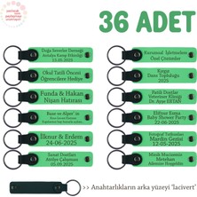 Miaju Aile Derneklerinde Babaya Özel Hediye, 36'lı Set, Isimli Deri Hatıra Anahtarlık, Fıstık Yeşil & Laci