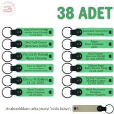 Miaju Örgü ve El Sanatları Kursu Katılımcılarına, Isim Yazılı 38'li Set Anahtarlık, Fıstık Yeşil & S Kahve