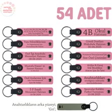 Miaju Pembe & Gri, Eğitimciler Için Hazırlanan Özel Set, 54'lü Set, Isim Yazılabilir Anı Anahtarlık