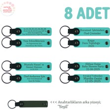 Miaju Kurumsal Eğitimcilere Teşekkür Hediyesi, 8'li Set, Kişiye Özel Yazılı Anahtarlık, Turkuaz & Yeşil