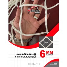 Balkon Güvenlik Filesi – 2.5m Yükseklik | Metreyle Kesim | 6mm Ip, 10X10 cm Göz Aralığı + Montaj Aparatları (Beyaz)