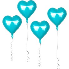 18 Inç Kalp Şeklinde Turkuaz Folyo Balon – Parti ve Doğum Günü Süsü
