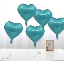 18 Inç Kalp Şeklinde Turkuaz Folyo Balon – Parti ve Doğum Günü Süsü