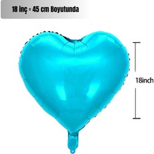 18 Inç Kalp Şeklinde Turkuaz Folyo Balon – Parti ve Doğum Günü Süsü