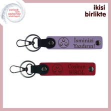 Miaju Vatan Sevgisini Yansıtan Üç Ayyıldız Temalı Anahtarlık – Kişiye Özel Armağan Takımı, Mor-Kırmızı