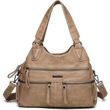 Yıkama Deri Omuz Askılı Kadın Çantası 21K Barcelona 1932