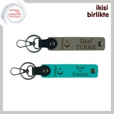 Miaju Çocukluk Arkadaşına Anı – Ayyıldız ve Türkiye Temalı Isimli Anahtarlık Takımı, Kül Gri-Turkuaz