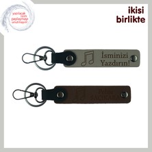 Miaju Birlikte Dinlenen Şarkıların Hatırası, Yazılabilir Deri Anahtarlık Takımı, Kül Gri-Koyu Kahve