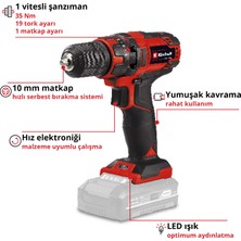 Einhell Akülü Vidalama TC-CD 18/35 Li-Solo Power X-Change (Li-Ion, 18 V, 550 dak.-1, 35 Nm, 10 mm mandren, akü ve şarj cihazı dahil değildir) - 4513927
