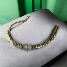 Solène Bagetta Altın Kaplama Gold Baget Taşlı Bileklik