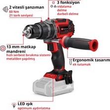 Einhell Professional Akülü Darbeli Vidalama TP-CD 18/60 Li-i BL Solo Power X-Change (Li-Ion, 18 V, kömürsüz motor, 60 Nm, 32.000 darbe/dk, akü ve şarj cihazı dahil değildir) - 4514205