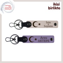 Miaju Birlikteliğe Vatan Temalı Zarif Dokunuş – Kişiye Özel Ay Yıldız Anahtarlık Seti, Pudra-Mor