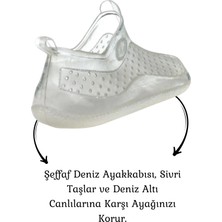 Unisex Şeffaf Plaj ve Deniz Ayakkabısı Kaydırmaz Taban 3 Lü Set Burun ve Kulak Tıkacı ++Dayanıklı