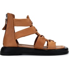 Tamer Tanca Kadın  Hakiki Deri Taba Düz Sandalet 231 111 Bn Sndlt Y25 Taba