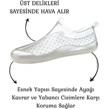 Unisex Şeffaf Plaj ve Deniz Ayakkabısı Kaydırmaz Taban 3 Lü Set Burun ve Kulak Tıkacı ++Dayanıklı