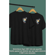 Karikatür Sevgililer Baskılı Unisex Sevgili Eş,çift Kombini Eşe, Sevgiliye Hediye T-Shirt/tişört