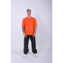 Unisex %100 Pamuk Oversize Düz T-Shirt Turuncu