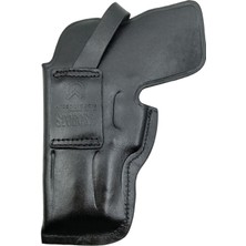 Aresoutdoors Stoeger Cougar 8000 Uyumlu Kapalı Namlu Siyah Gerçek Deri Kemeriçi Silah Kılıfı