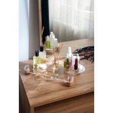 About The Perfect Ahşap Top Ayaklı Gümüş Düğmeli Şeffaf Pleksi Düzenleyici Stant