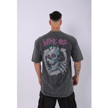 Unisex Özel Yıkamalı Blink 182 Oversize T-Shirt