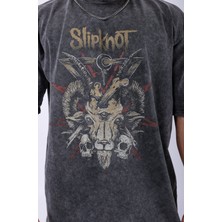 Unisex Slipknot Baskılı Özel Yıkamalı Oversize T-Shirt