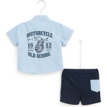 Yazlık Erkek Bebek Kombin – Gömlek + Şort + Atlet Body 3'lü Set