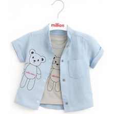 Yazlık Erkek Bebek Kombin – Gömlek + Şort + Atlet Body 3'lü Set