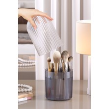 About The Perfect Çok Amaçlı Makyaj ve Ofis Düzenleyici, Fırça ve Kozmetik Kutusu, Füme Çizgilî Kapak