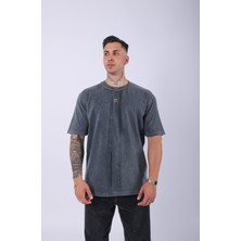 Unisex Lescho Nakışlı Özel Yıkamalı Oversize T-Shirt