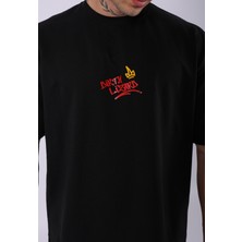 Unisex Dirty Lizart Baskılı Oversize T-Shirt Siyah