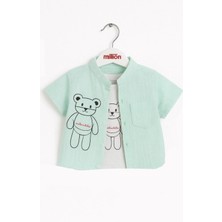 Yazlık Erkek Bebek Kombin – Gömlek + Şort + Atlet Body 3'lü Set