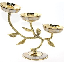 Pirinç Sedefli 3'lü Şamdan 5935