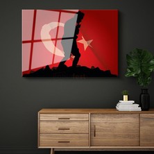 Kırmızı Siluet - Bayrak Fonlu Tasarım Cam Tablo