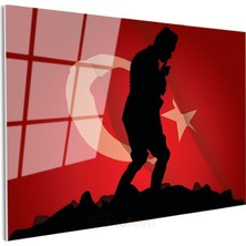 Kırmızı Siluet - Bayrak Fonlu Tasarım Cam Tablo