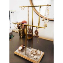 About The Perfect Turkuaz Metal Takı Standı, Şık ve Kullanışlı 2'li T Modeli Dekorasyon Ürünü