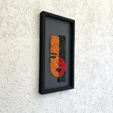 Yosunlu Minimal Yüz Figürlü Duvar Dekoru | 40X40 cm | El Yapımı Doğal Moss Sanatı | Siyah Ahşap Panel Üzerine Bakım Gerektirmez
