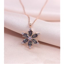 Lotus Çiçeği Tasarımlı 925 Ayar Gümüş Kolye – Rose, Mistik Topaz Taşlı