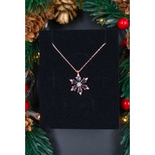 Lotus Çiçeği Tasarımlı 925 Ayar Gümüş Kolye – Rose, Mistik Topaz Taşlı