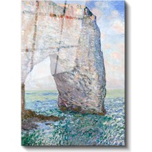 Claude Monet - Étretat'da Manş Denizi Kıyısındaki Kaya Kemeri Cam Tablo