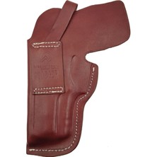 Aresoutdoors Stoeger Cougar 8000 Için Uyumlu Namlu Ucu Kapalı Gerçek Deri Kahverengi Kemeriçi Silah Kılıfı