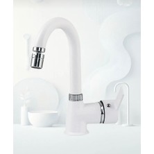 Beyaz Kısa Borulu Lavabo Bataryası Oynar Perlatörlü