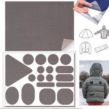 FIXALL ADHESIVE PRODUCTS Yapışkanlı Polyester Kumaş Mont Çadır Şemsiye Tamir Yaması 19 Adet Gri