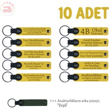 Miaju Sarı & Yeşil, Veteriner Kliniği Çalışanlarına, 10’lu Set, Kişisel Mesajlı Hatıra Deri Anahtarlık