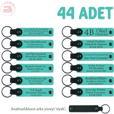 Miaju Dönemsel Etkinlikler Için Isim ve Mesaj  Yazılabilen 44' Lü Anahtarlık Seti, Turkuaz & Siyah