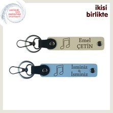 Miaju Sevgilinizle Ortak Anılara Melodik Dokunuş, Kişiye Özel Anahtarlık Seti, Sütlü Kahve-Gök Mavi