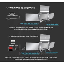16″ Üçlü Taşınabilir Monitör Çoklu Ekran 1200P Notebook Monitör