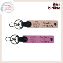 Miaju Turnuva Hatırası Için Voleybol Desenli Anahtarlık Seti, Kişiye Özel Üretim, Yavru Ağzı-Pembe