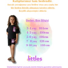 Kız Çocuk Kuromi Model Beli Lastikli Bağcıklı Sırt Baskılı Siyah Şortlu Alt Üst Pamuklu Takım