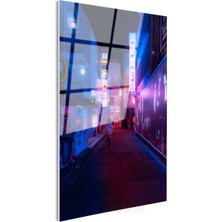Tokyo Sokakları - Neon Işıklar Cam Tablo